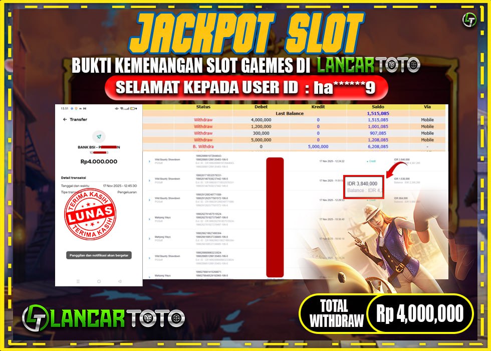 LANCARTOTO JACKPOT GAME WILD BOUNTY SHOWDOWN! Rp.4,000.000.,- LUNAS
